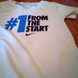 Nike Kids White Tee with Blue Graphic